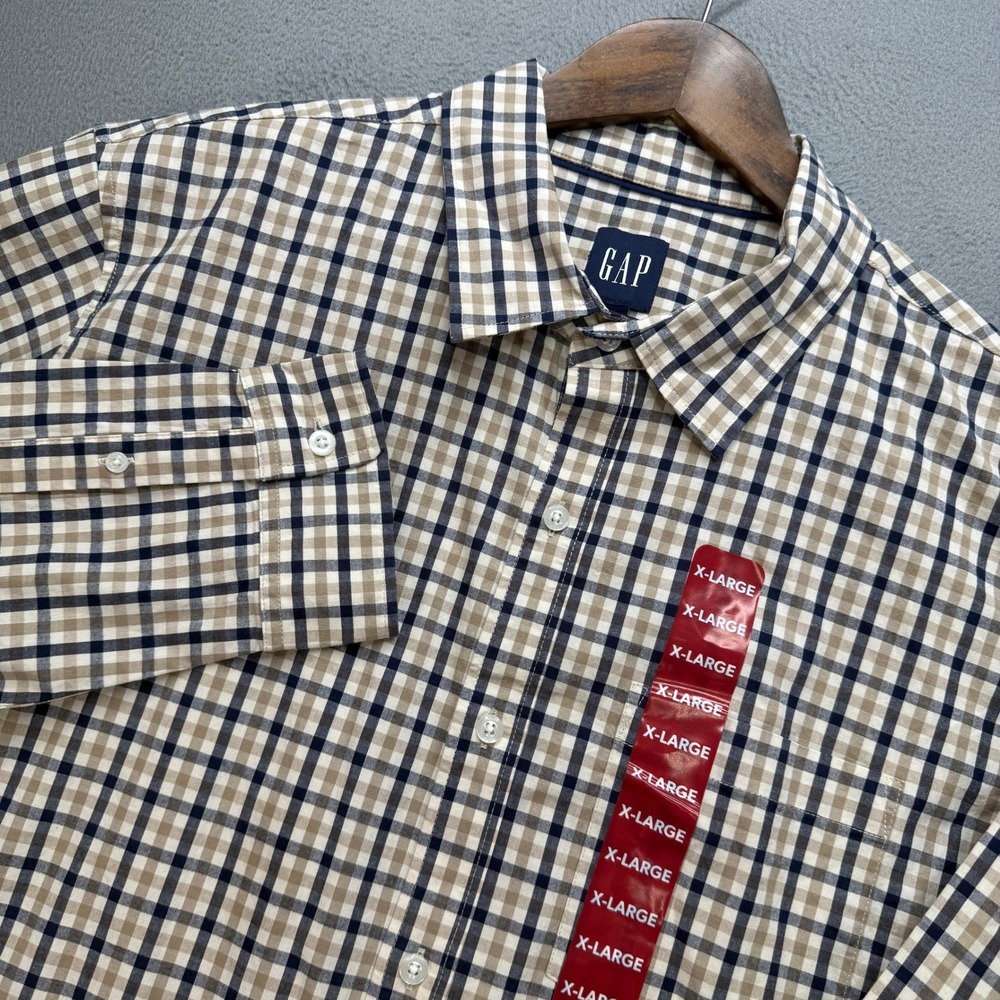 Gap Button Down Shirt Mens XL Multicolor Cotton Stretch Gingham Casual Preppy
